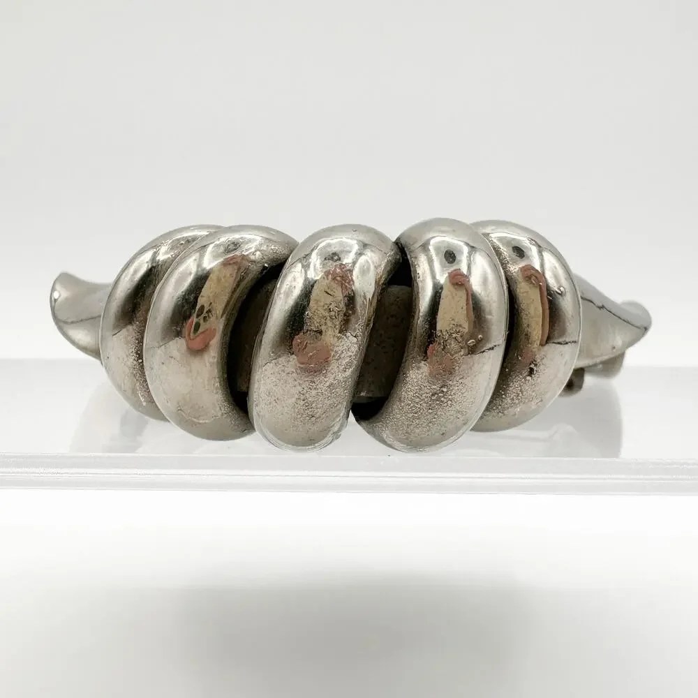 1940s H. Pomerantz Huge Epic Silver Tone Modernist Brooch MCM Biomorphic Bow